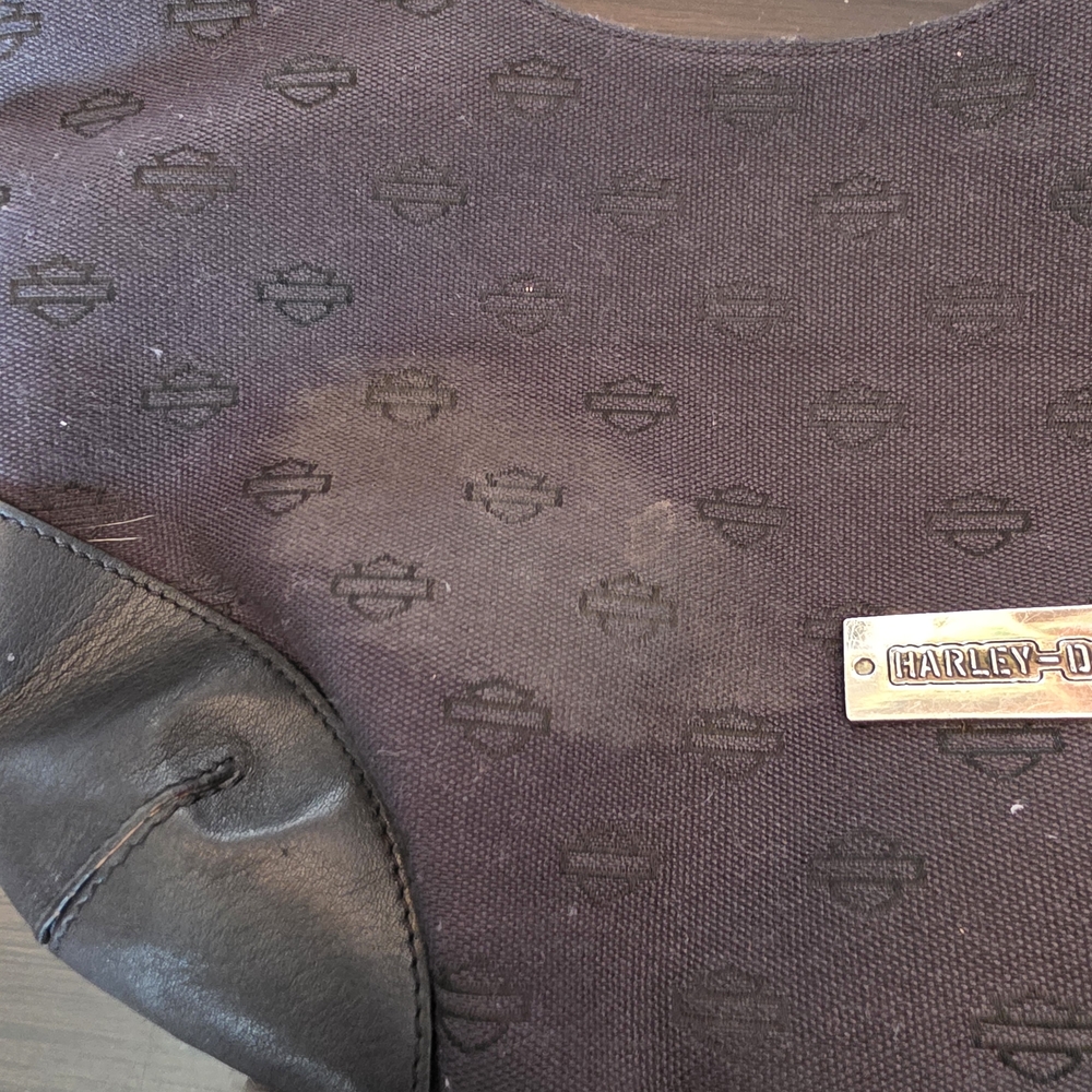 Harley-Davidson Women's Hobo Handbag in canvas with genuine leather trim - Picture 2 of 8